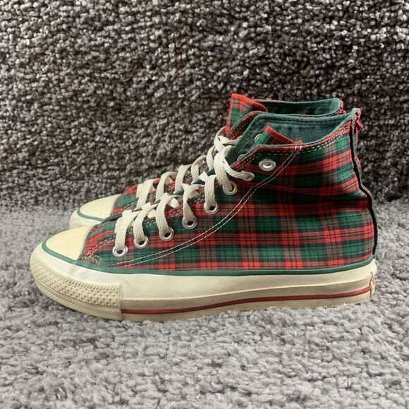 Vintage Converse All Star Hi Top Christmas Plaid Men’s Size 6.5